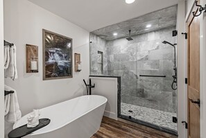 Shower, jetted tub