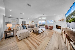 TV, fireplace, video games, books