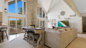 Smart TV, video games, foosball, books