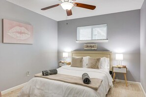 5 bedrooms, desk, iron/ironing board, travel cot