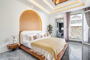 Deluxe Villa, 2 Bedrooms, Balcony, Pool View | Iron/ironing board, free WiFi, bed sheets