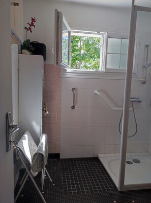 Hair dryer, soap, toilet paper