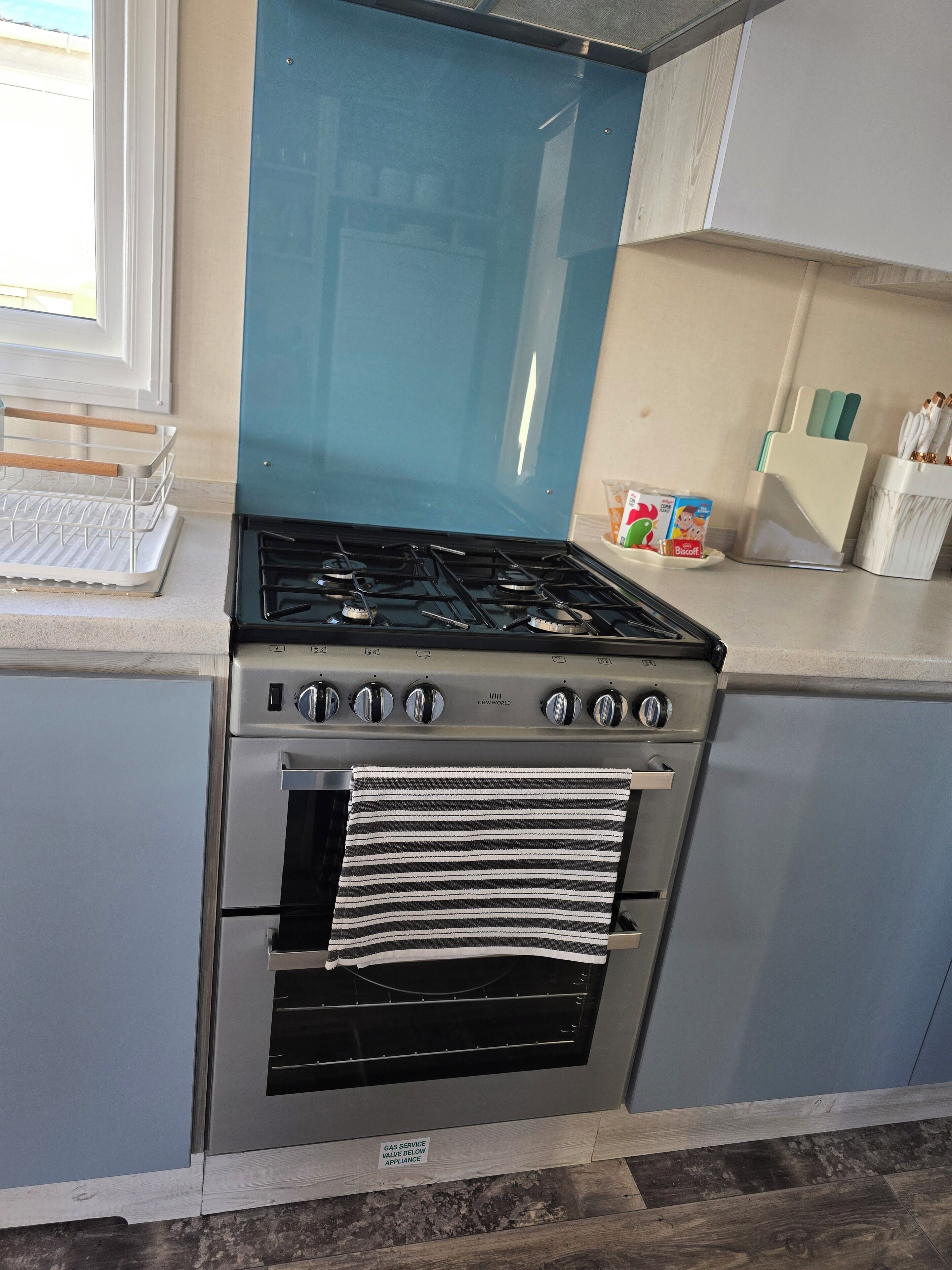 Fridge, microwave, oven, electric kettle