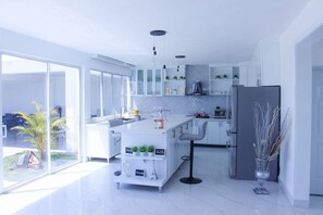 Fridge, oven, stovetop