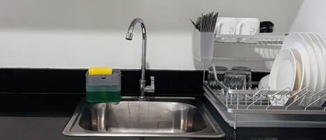 Fridge, microwave, stovetop