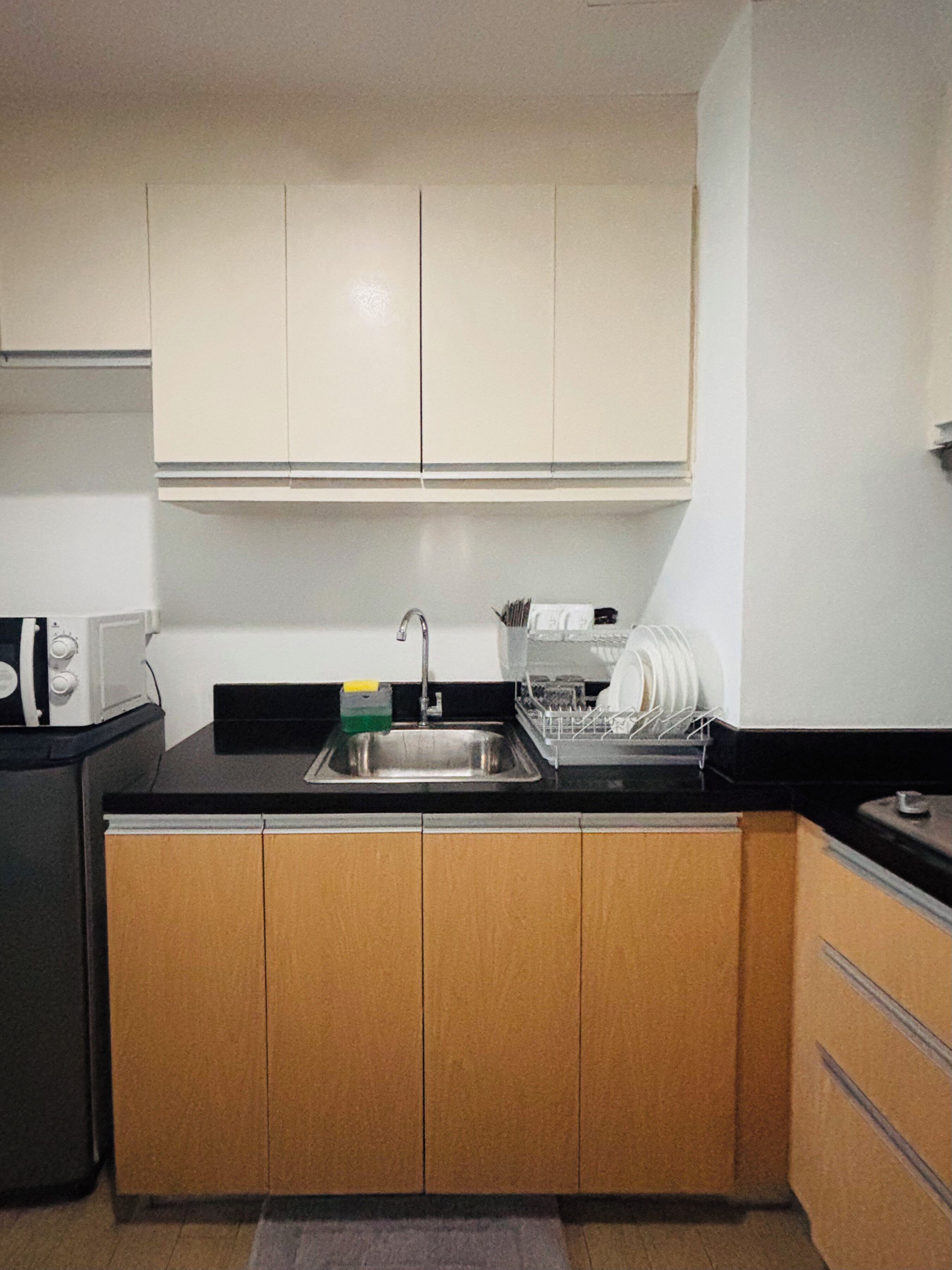 Fridge, microwave, stovetop