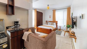 1 bedroom, iron/ironing board, internet, bed sheets