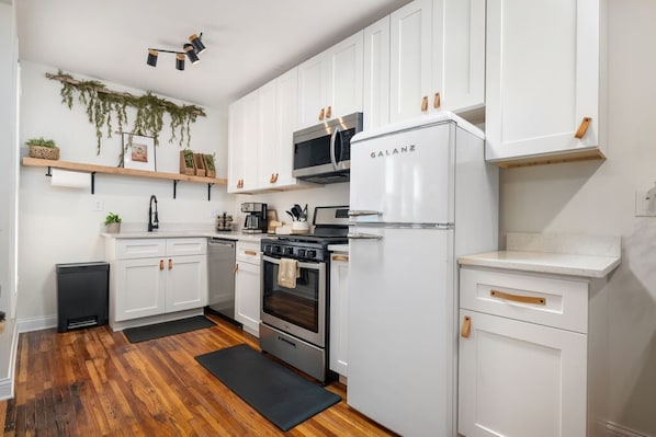 Fridge, microwave, stovetop, dishwasher