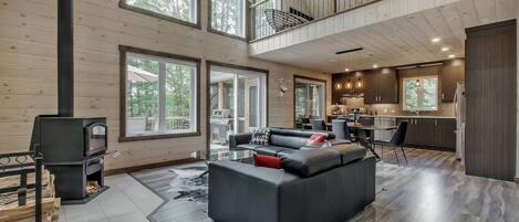 TV, fireplace, offices