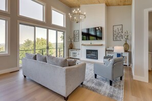 House (4 Bedrooms) | Front of property - Mtn-view Decks & Fire Pit: Quiet Brasstown Escape (Brasstown)