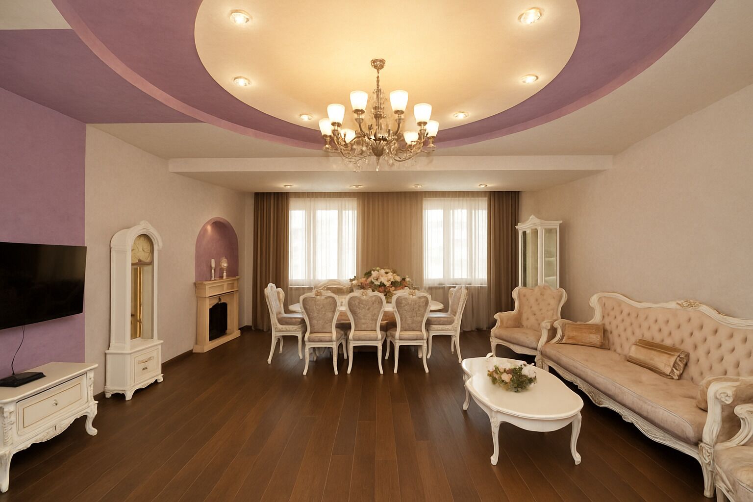 Deluxe Apartment, 2 Bedrooms | Living area | 59-inch flat-screen TV with cable channels