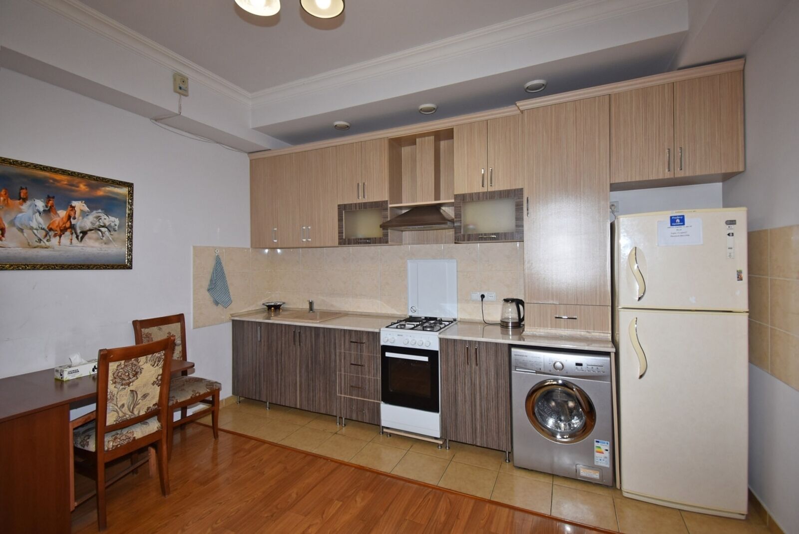 Basic Apartment, Balcony, City View | Private kitchen | Full-size fridge, oven, stovetop, electric kettle