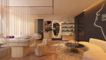 Espace de soins pour les couples, sauna, bain à remous, hammam