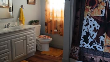 Secador de cabelo, toalhas de banho, sabonete, papel higiênico