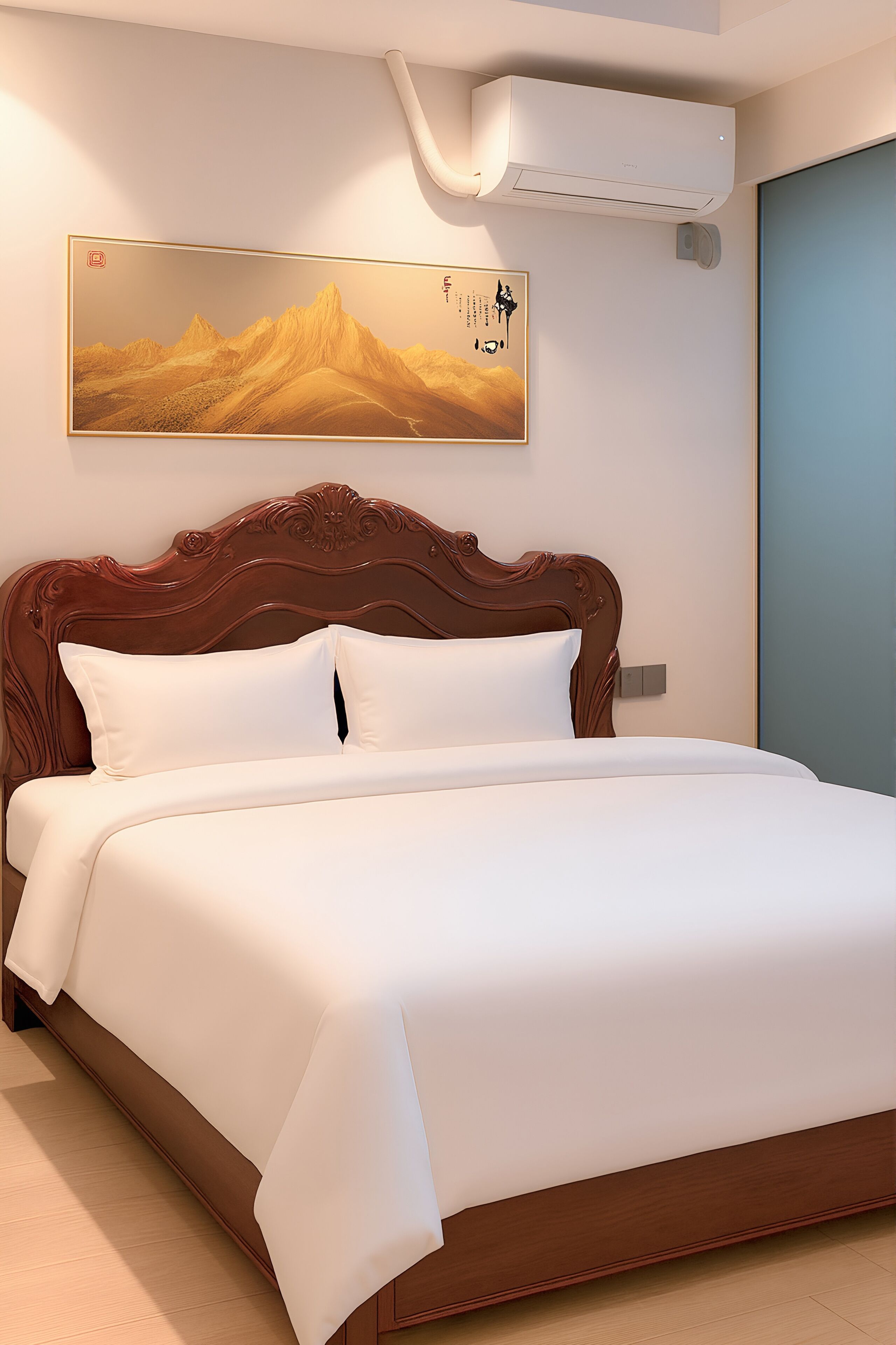 Literie de qualité, couette en duvet, lit avec matelas à plateau-coussin