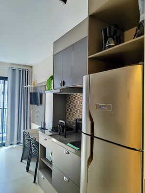 Microwave, stovetop, toaster, blender