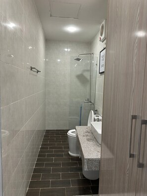 Bidet, toallas, jabón, papel de baño 