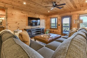 Smart TV, fireplace, ping pong