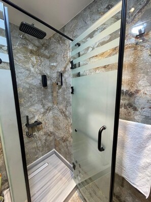 Combined shower/tub, rainfall showerhead, free toiletries, hair dryer - Sheraton ganna inn (Alexandria)