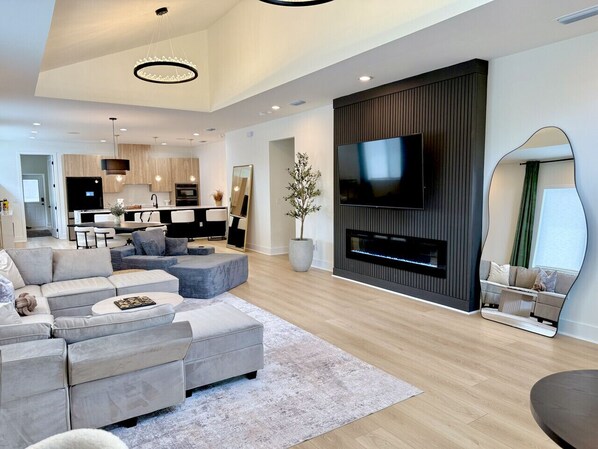 TV, fireplace, table tennis