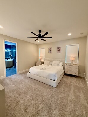 4 bedrooms, desk, iron/ironing board, travel cot