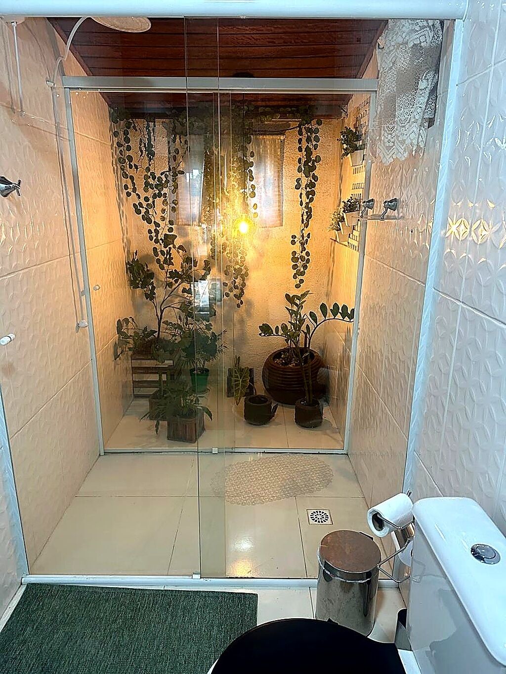 Shower, towels, soap, shampoo