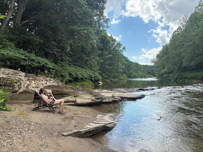 2-bedroom home. Very spacious with creek access and fire pit. Close to game land