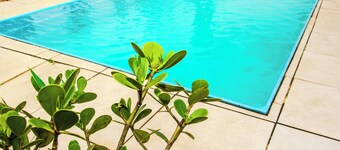 Beth's accommodation with a solar-heated pool