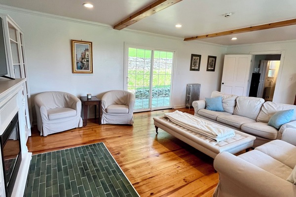 TV connectée, cheminée, livres, chaßne hi-fi