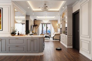 Grand Apartment, 2 Bedrooms, Balcony, City View | Hypo-allergenic bedding, minibar, individually decorated