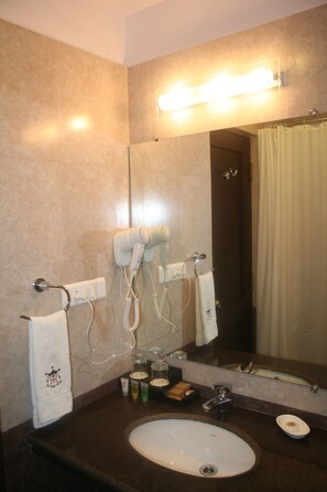 Deluxe Double or Twin Room, Balcony, City View | Bathroom | Shower, hair dryer, towels, soap