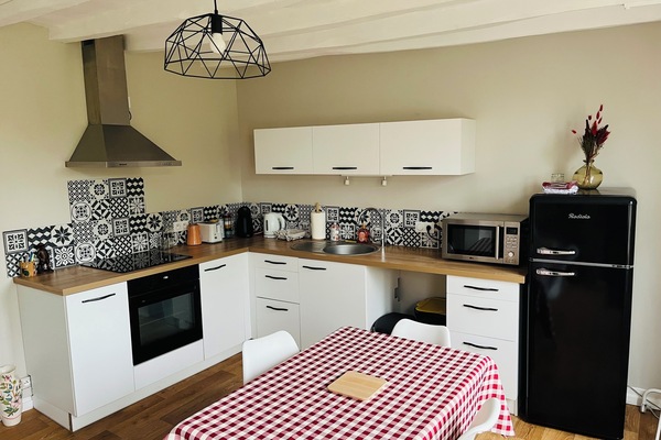 Microondas, horno y placa de cocina