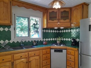 Fridge, microwave, dishwasher