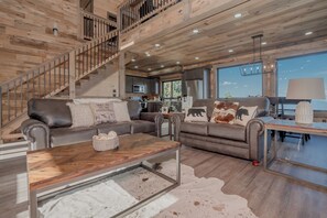 TV, fireplace, video games, table football