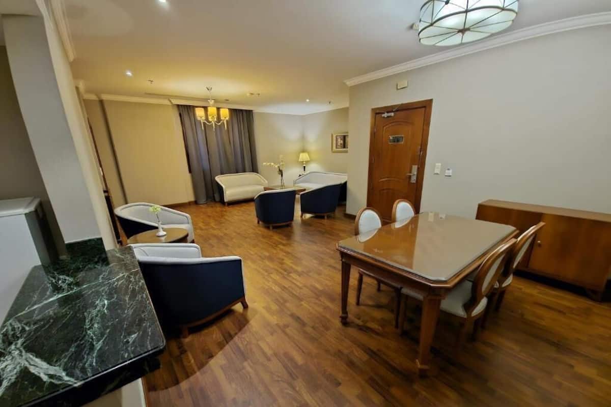 Family Apartment, City View | In-room safe, desk, laptop workspace, blackout curtains