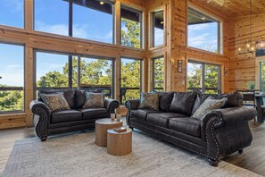 Smart TV, fireplace - Romantic Luxury Cabin w/ Private Pool Hot Tub & Fire Pit Swing and Pool Table (Sevierville)