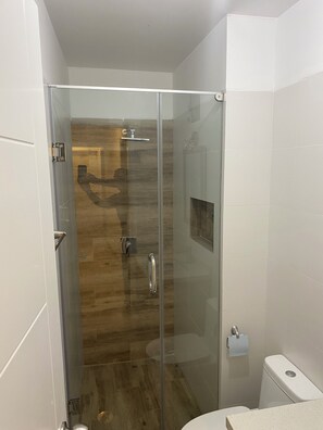 Secadora de cabello, toallas, jabón, papel de baño