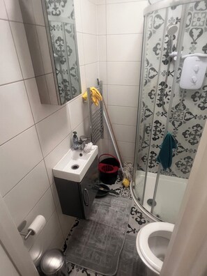 Shower, soap, toilet paper
