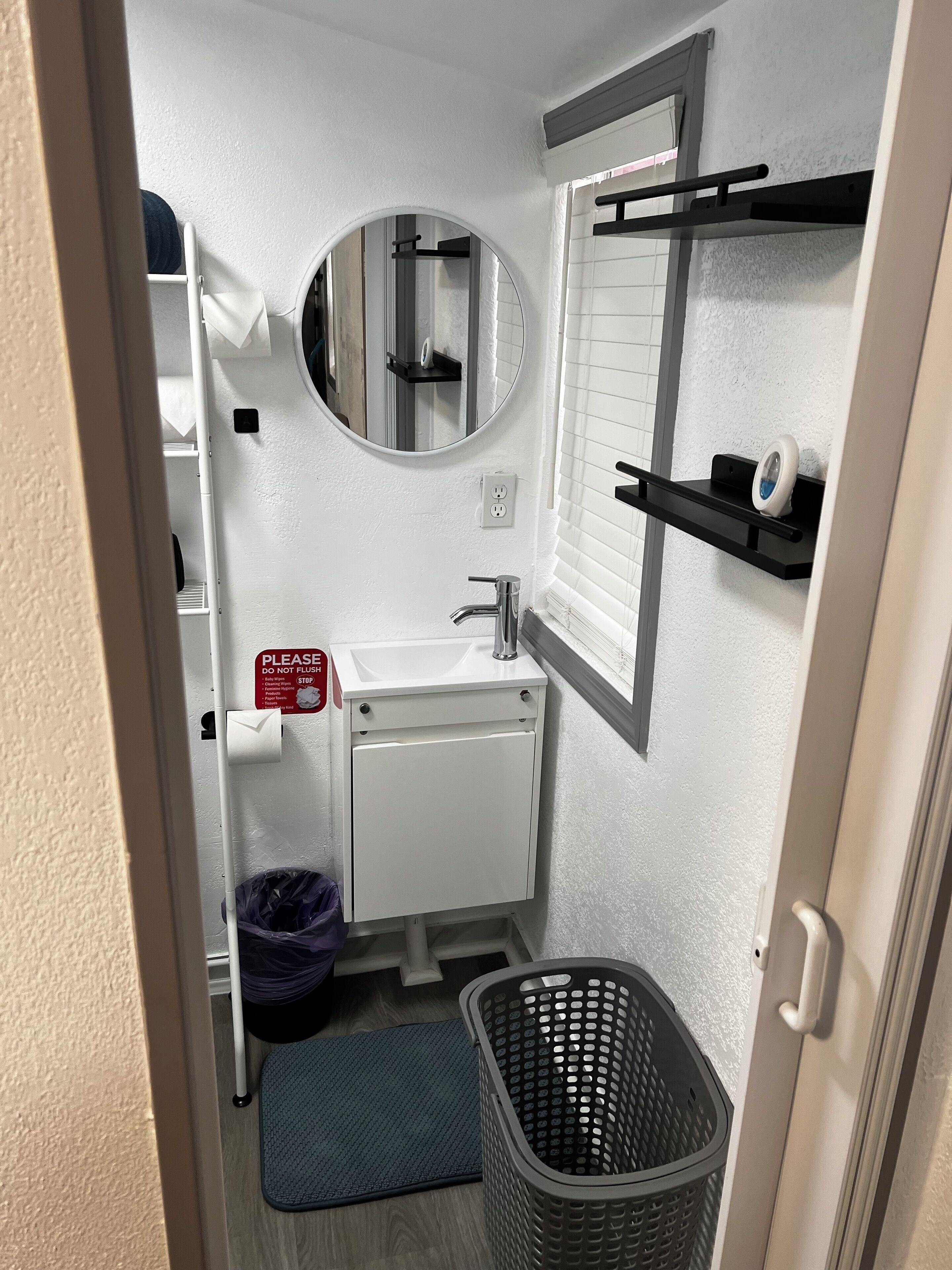 Shower, towels, soap, shampoo