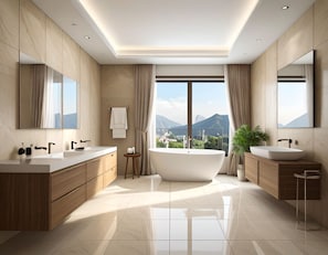 Hair dryer, towels, toilet paper