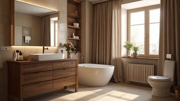 Hair dryer, towels, toilet paper