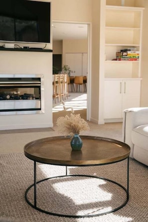 TV, fireplace