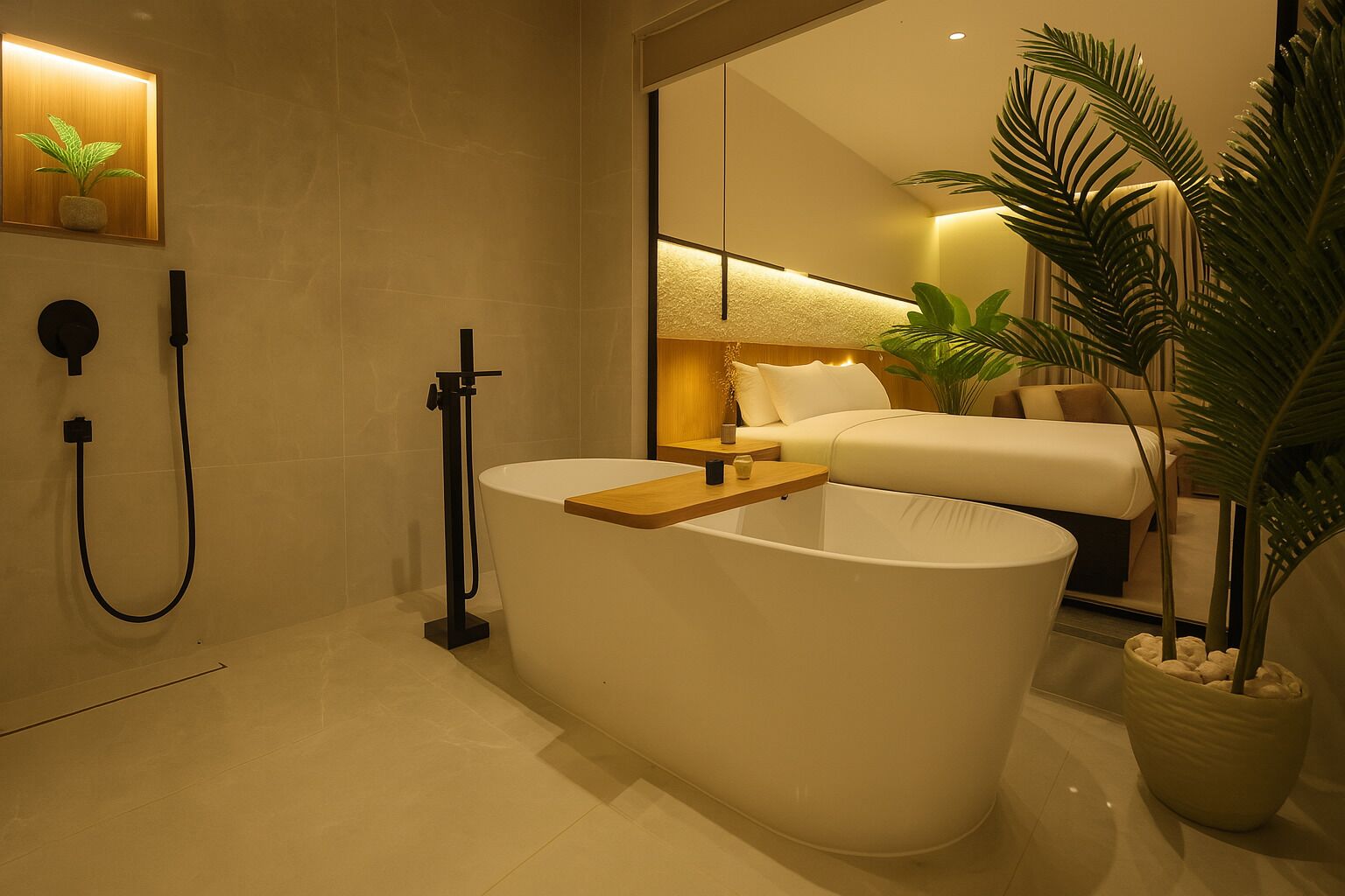 Phòng Suite trung tâm thành phố | Bộ đồ giường cao cấp, két bảo mật tại phòng, bàn 