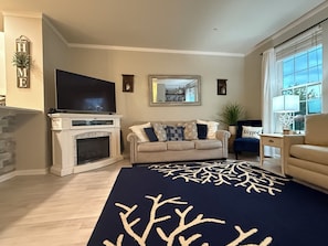 TV, fireplace