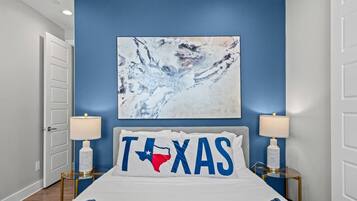 2 bedrooms, desk, iron/ironing board, travel cot