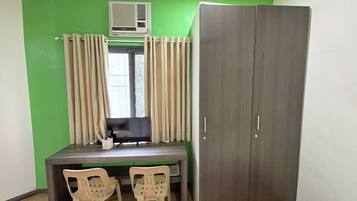 Desk, free WiFi, bed sheets