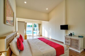 Luxury Room, Pool View | Hypo-allergenic bedding, minibar, in-room safe, desk