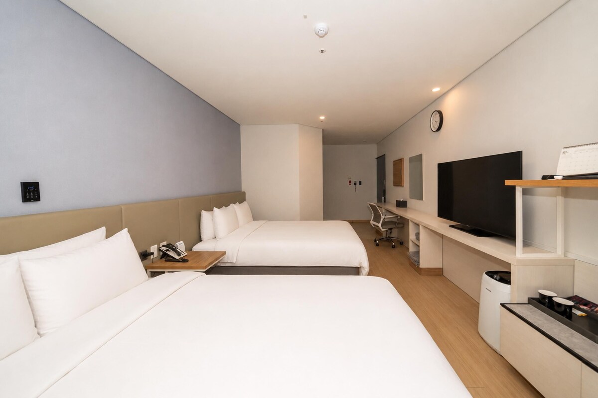 Family Room, 2 Double Beds, Non Smoking, Refrigerator & Microwave | In-room safe, laptop workspace, soundproofing, iron/ironing board