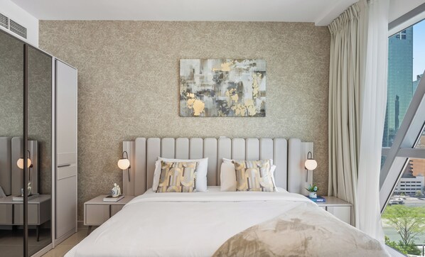 Standard Apartment, City View | Cadar kapas Mesir, peralatan tempat tidur premium 