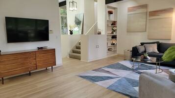 Smart TV, fireplace, table football, ping pong